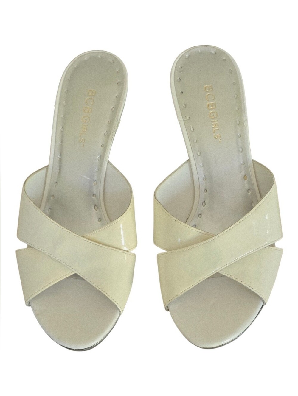 New w/o Box BCBGirls Off-white Crisscross Slide Sandals - Women 7.5